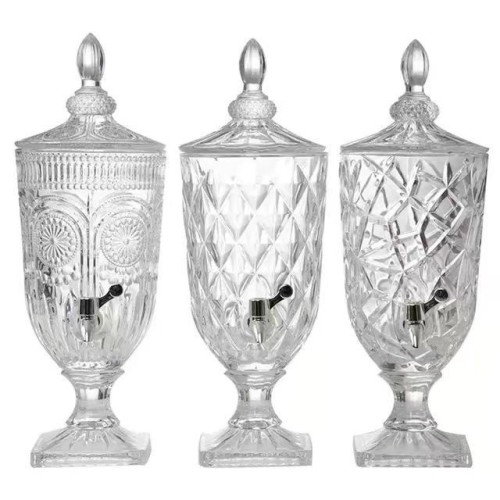 3L Gold Beverage Glass Beverage Dispenser with Faucet